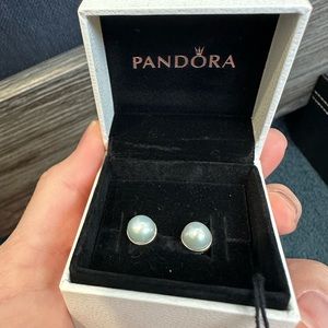 Pandora pearl earrings